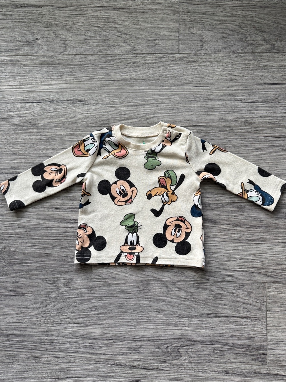 Kids Cream Mickey & Friends Long Sleeve Top Size 3-6M